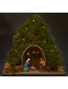 Albero con capanna e Natività illuminati con led a pile cm