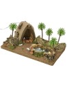 Presepe Arabo illuminato completo di statue Landi con laghetto