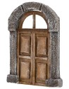 Portone in legno a due battenti con arco per statue cm 8-10 h