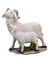 Capra con piccolo in resina per statue da 40-45 cm Mondo Presepi