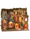 Presepe napoletano illuminato completo di statue Landi con