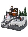 Christmas scenery with a river and a functioning ice rink