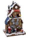 Casa di Babbo Natale con ingranaggi funzionanti a batterie cm