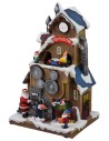 Casa di Babbo Natale con ingranaggi funzionanti a batterie cm