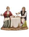 Set 2 scene Landi Moranduzzo 8 cm fornaio e coppia al tavolo