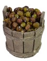 Tinozza in legno con olive cm ø 4x4 h altezza, statue, tinozza
