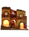 Borgo presepe illuminato con fuoco funzionante cm 50,5x40,5x46