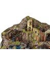 Presepe illuminato con fuoco e cascata funzionanti cm