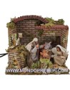 Capanna con natività in movimento 12 cm Mondo Presepi
