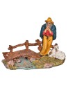Pifferaio con pecora con base serie 10 cm in Pvc per presepe