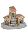 Gruppo di case in resina con scalinata per presepe Mondo Presepi