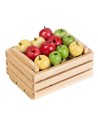 Cassetta in legno in miniatura con mele assortite cm 5 x 4 x 3